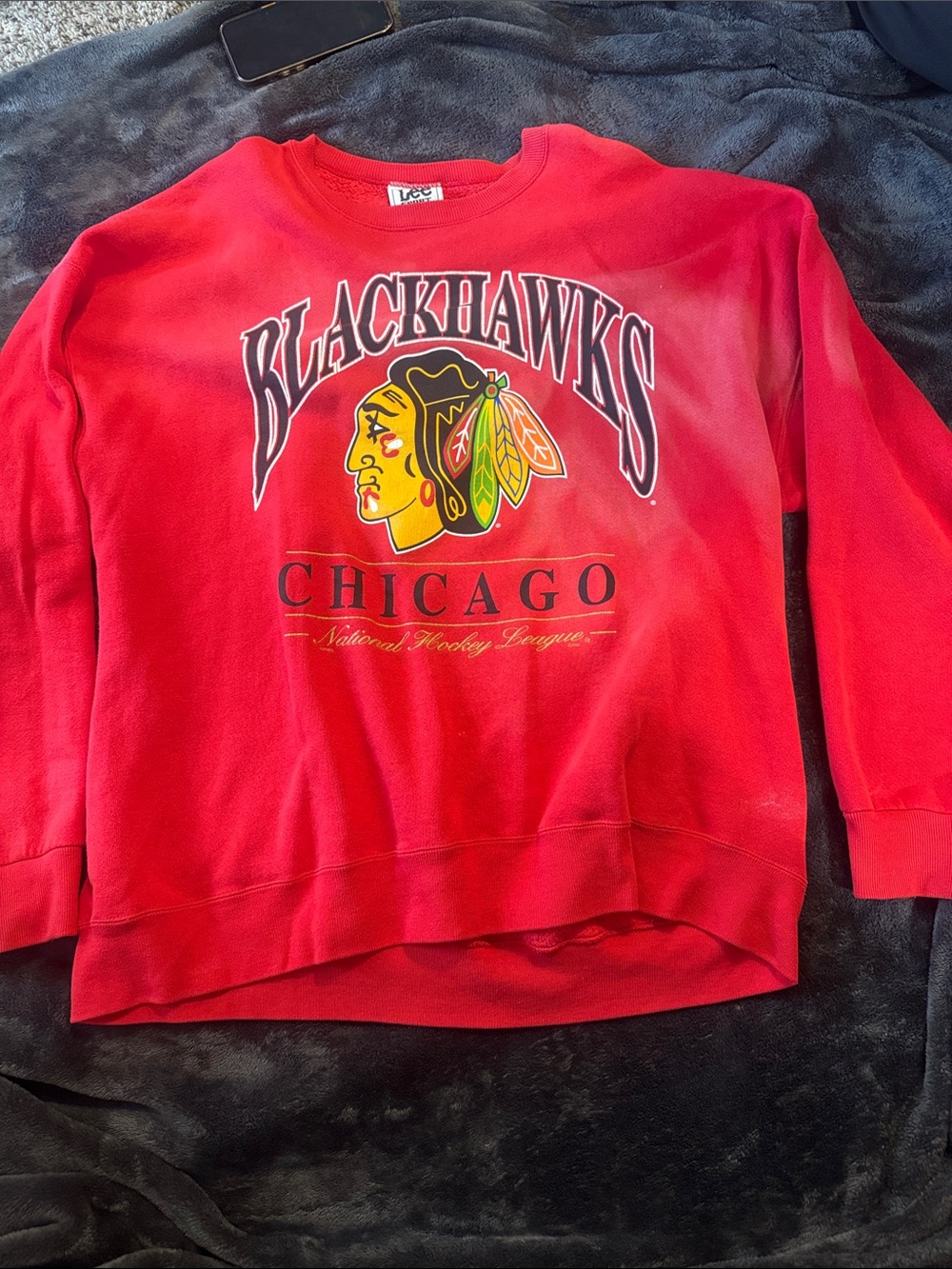 Lee Red Chicago Blackhawks Logo Crewneck Sweatshirt